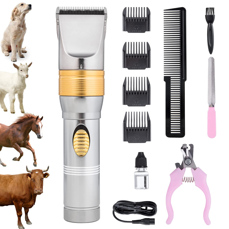 Audoc Professional Pet Hair Clippers with Comb Guides Nail Clipper Kit Nail File for Dogs Cats Horses and Other House Animals Pet Grooming Kit Set - PawsPlanet Australia