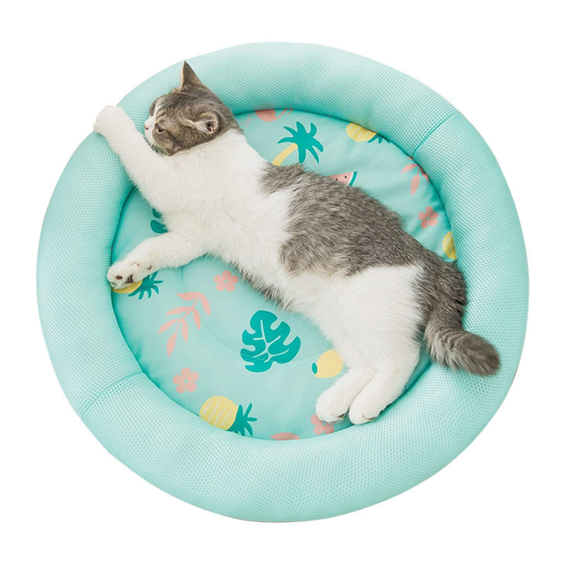 ROZKITCH Cooling Dog Bed, Soft Summer Ice Pet Pad Cushion for Small Dog Sleeping, Round Breathable Mat with Waterproof Cover and Bottom, Non-Slip Back Washable Green 15.7"/19.6"/23.6" Dia. - PawsPlanet Australia