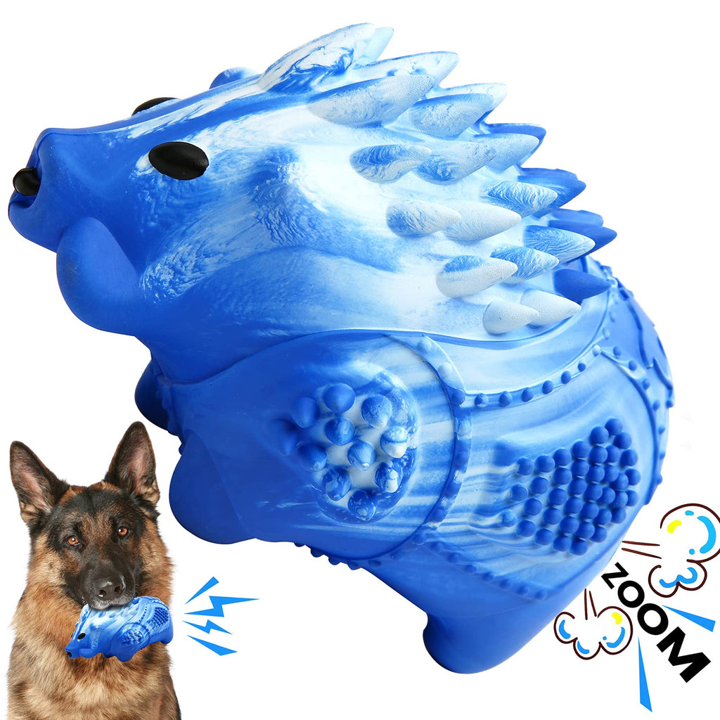 Dog Chew Toys for Aggressive Chewers Large Medium Breed Indestructible Tough Durable Dog Toys Squeaky Dog Chew Toys with Milk Flavor Toughest Natural Rubber for Teeth Cleaning Blue Porcupine - PawsPlanet Australia
