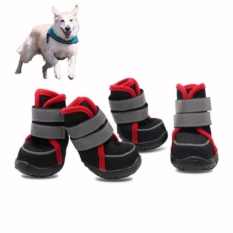 KQZUTR Dog Boots for Rain, Camouflage Puppy Shoes, Waterpoof Dog Snow Shoes, Anti-Slip Outdoor Pet Supplies for Medium Large Small Dog, 4pcs/Set S - 2.67" x 1.93" x 3.34" Black + Red - PawsPlanet Australia