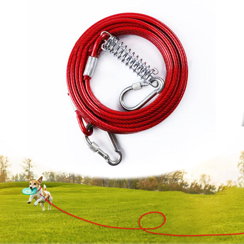 Hausure Dog Runner tie Out Cable, 30ft Dog Runner with Shock Absorbing Spring, Reflective Dog Cable for Yard and Camping, Rust Proof Dog Yard Run Leash up to 250lbs 30ft/250lbs - PawsPlanet Australia