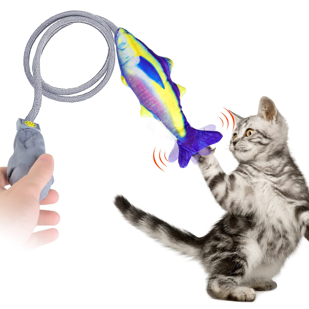 COVERTSAFE Floppy Fish Cat Toy for Indoor Cats【2021 Newest】 Interactive Catnip Toy Realistic Manual Airbag Wiggle Fish Cat Pillow Chew Kicker Toy with Bell for Cat Kitten, No Noise, Funny, Washable - PawsPlanet Australia