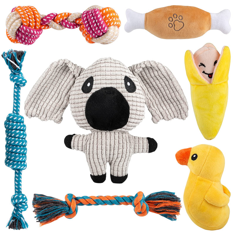 DJ Puppy Toys for Small Dogs, 7 Pack Small Dog Toys, Cute Koala Squeaky Toys for Dogs, Durable Puppy Teething Toys, 100% Natural Cotton Ropes Chew Toys for Puppies, Non-Toxic and Safe - PawsPlanet Australia