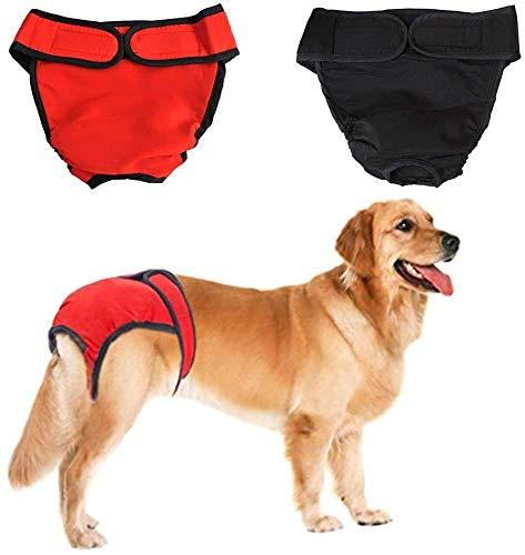 Worderful 2 Pack Washable Female Dog Diapers Adjustable and Leakproof Doggie Sanitary Panties for Small to Large Dogs S - PawsPlanet Australia