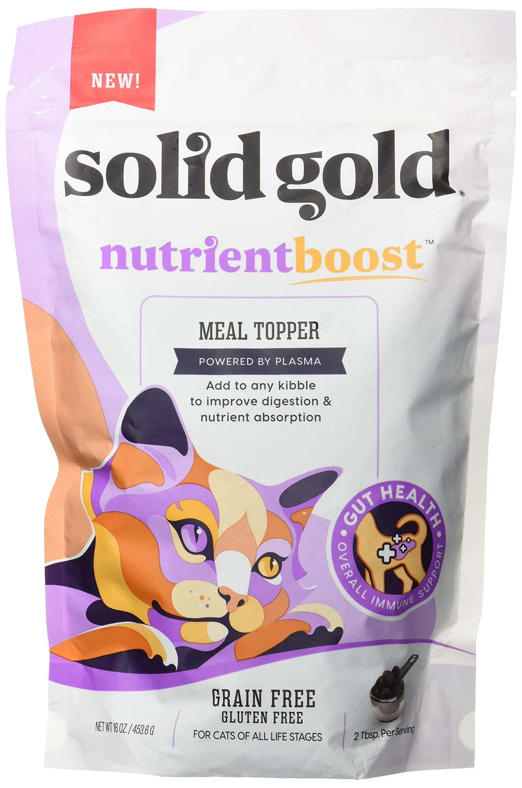 Solid Gold NutrientBoost Meal Topper for Cats - Plasma Infused Food Topper Rich in Vitamins Minerals and Amino Acids - 1 Pound - PawsPlanet Australia
