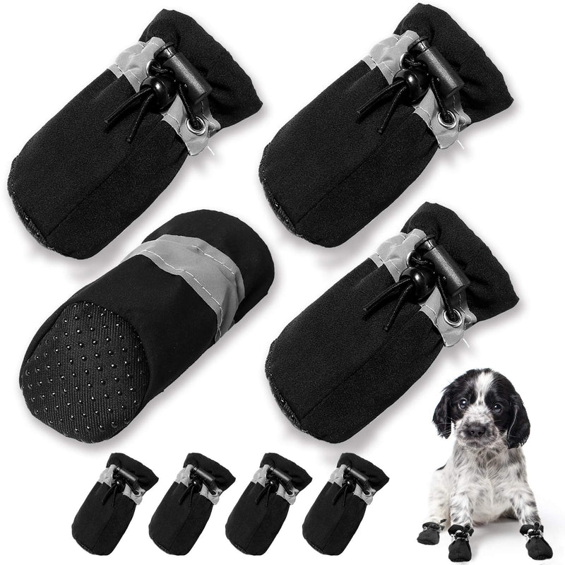 CALHNNA 8PCS Dog Shoes for Hot Pavement Summer Dog Boots for Small Medium Dogs with Reflective Straps, Paw Protectors Anti-Slip Dog Booties Size 3: 1.77"x1.37"(L*W) Black - PawsPlanet Australia