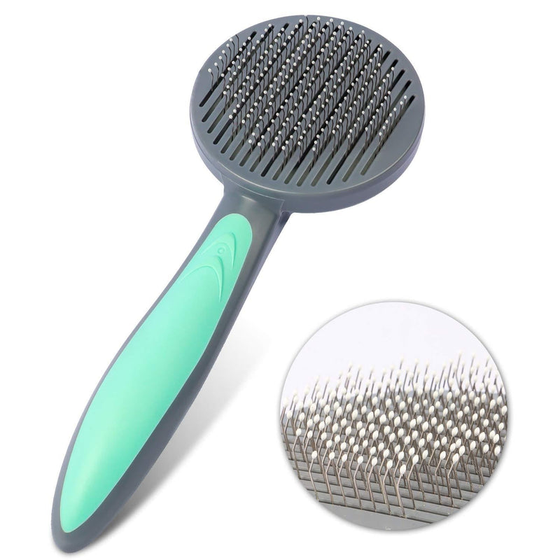 Pet Grooming Brush,Dog Brush & Cat Brush,Stainless Steel Middle Size Self Cleaning Pet Brushes Shedding Grooming Brush Tools Easily Loose Fur Removes Mats and Tangles - PawsPlanet Australia