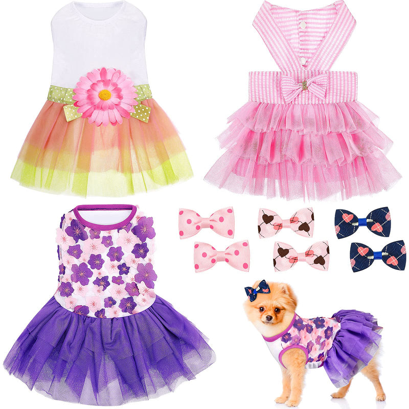 3 Pieces Dresses for Dogs Dog Dress Cute Pet Clothing and 6 Pieces Dog Hair Bow, Lace Tutu Skirt Doggie Dress Tutu Dog Dress for Puppy Dogs and Cats on Wedding Holiday New Year Spring Summer - PawsPlanet Australia