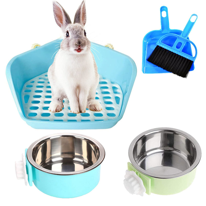 kathson Rabbit Litter Box, Pet Toilet Small Animal Potty Trainer Corner Pet Bowls Removable Hanging Pet Cage Bowl for Bunny Guinea Pig Chinchilla Ferret - PawsPlanet Australia