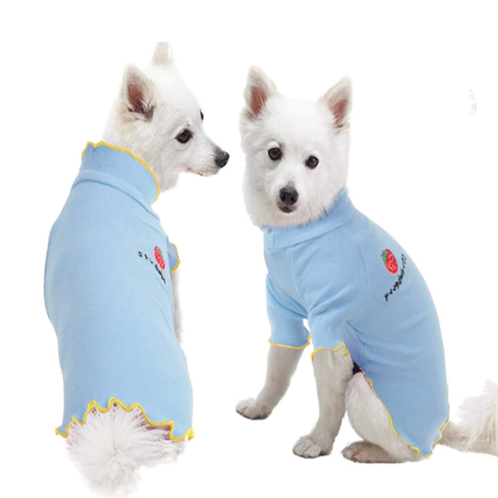 ROZKITCH Cute Dog Shirt, Blue Strawberry Sleeved T-Shirt for Boy Girl Puppy Small Medium Large Cat, Soft Breathable Knitwear Basic Tee Cool Summer Spring Custom Indoor Pet Apparel Top Clothes X-Small - PawsPlanet Australia