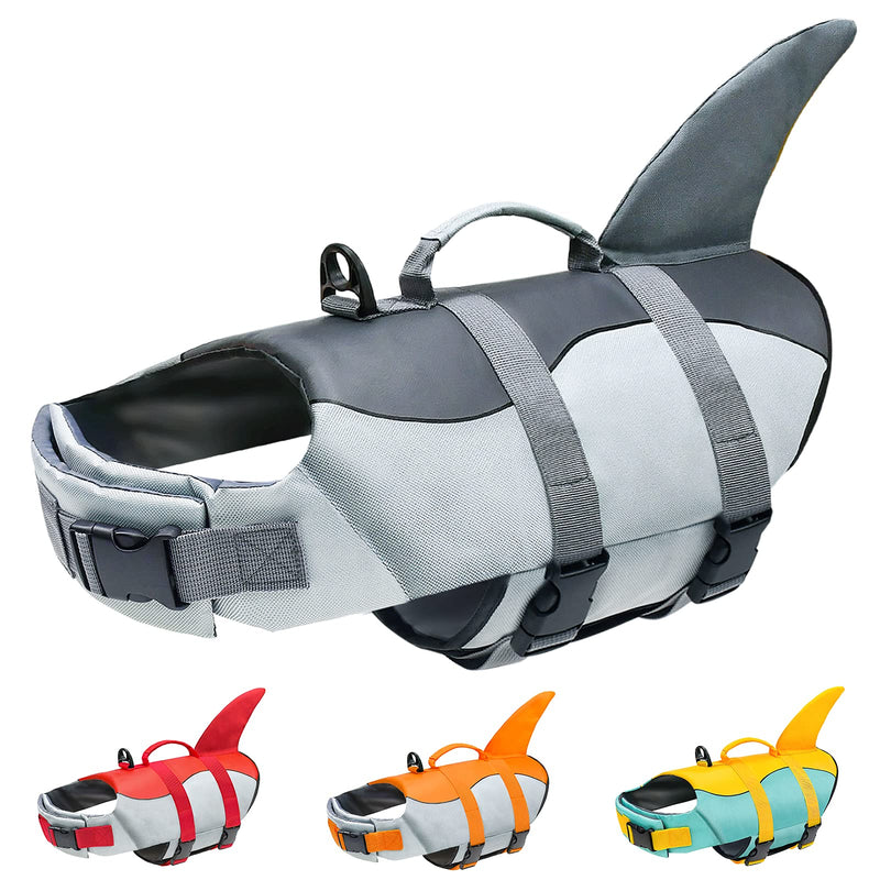 Malier Dog Life Jacket, Ripstop Dog Life Vest Adjustable Dog Life Preserver with Strong Buoyancy and Durable Rescue Handle Pet Lifesaver for Small Medium Large Dogs Swimming Boating Gray X-Small - PawsPlanet Australia