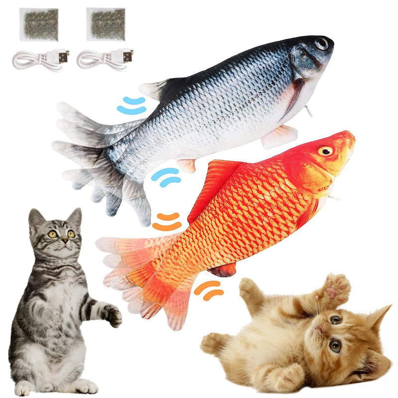 2 Pack Flopping Fish Cat Toy, 11.8 Inch Electric Moving Fish Toys, Realistic Plush Simulation Dancing Wagging Fish Cat Toy Catnip Kicker Bite Toys, Motion Kitten Toy, Interactive cat Toys - PawsPlanet Australia