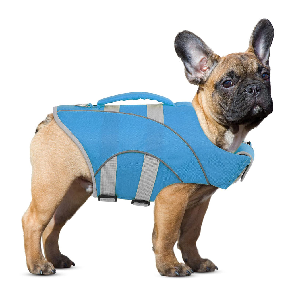 Ripstop Dog Life Jacket, Reflective Pet Life Vest Adjustable Safety Doggy Lifesaver, Floatation Vest Preserver with Rescue Handle High Buoyancy for Small Medium and Large Dogs X-Small Blue - PawsPlanet Australia