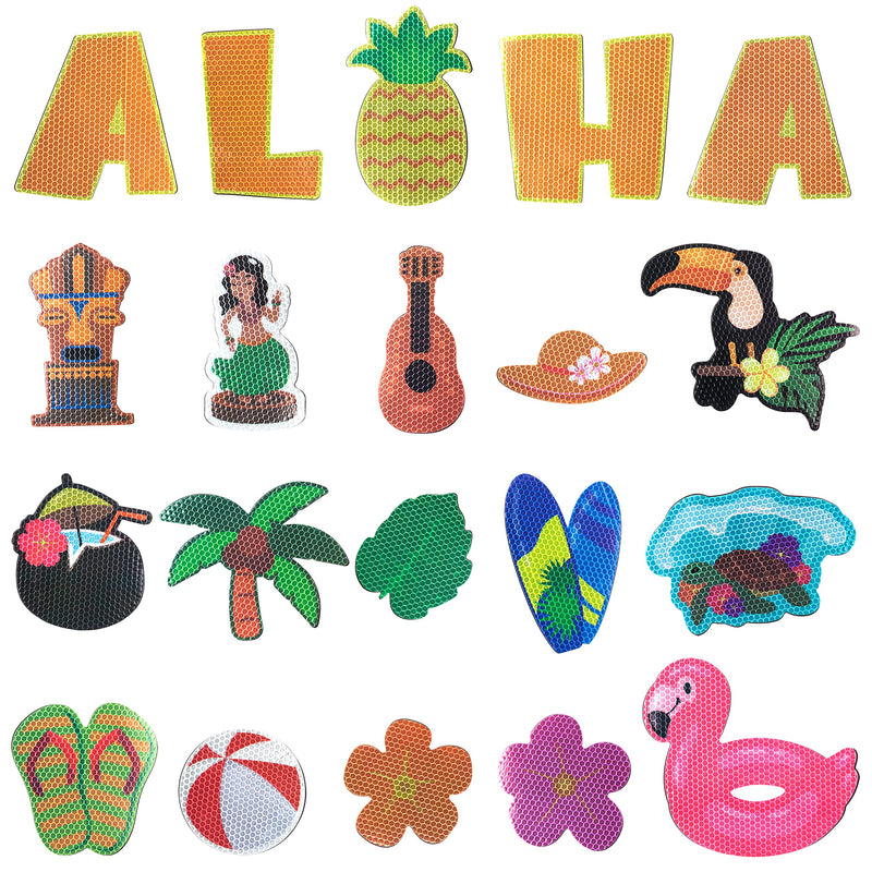 MALLMALL6 20Pcs Reflective Magnet Car Decorations Waterproof Refrigerator Magnets Mailbox Decors Swim Ring Palm Tree Flamingo Hawaii Supply Honeycomb Texture Design Whiteboard Home Decoration for Cars - PawsPlanet Australia