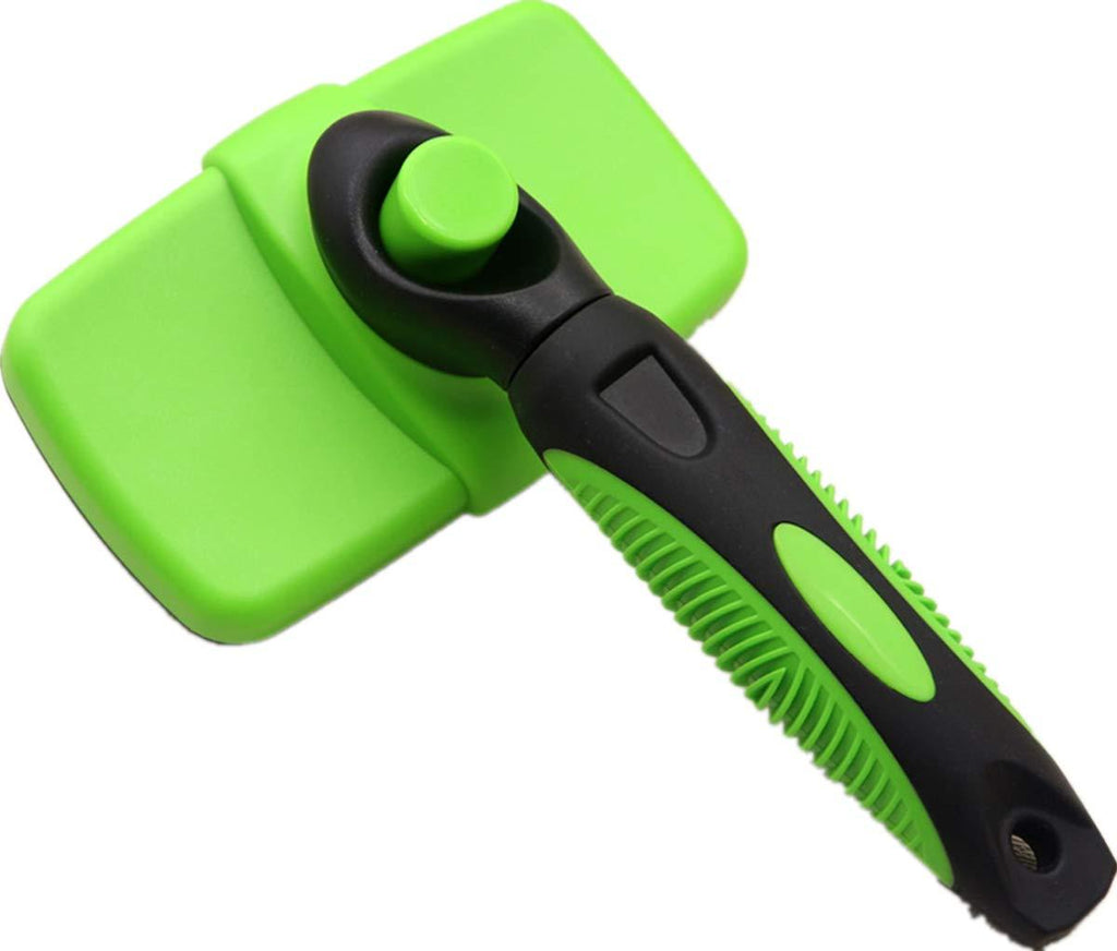 ASTUAFIA Self Cleaning Slicker Brush – Gently Removes Loose Undercoat, Mats and Tangled Hair – Your Dog or Cat Will Love Being Brushed with The Grooming Brush Green - PawsPlanet Australia