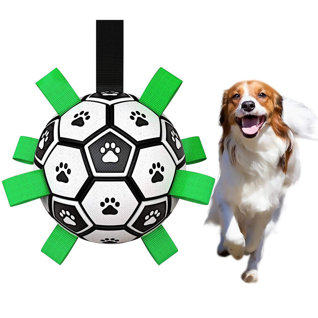 Dog Ball Dog Toys Soccer Ball with Grab Tabs | Interactive Dog Ball Toy with Nylon Grabber Handle | Dog Ball Toys Durable Tug of War Dog Toy | Treat & Active Pets Dog Balls for Small or Medium Dogs Medium-1Pcs - PawsPlanet Australia