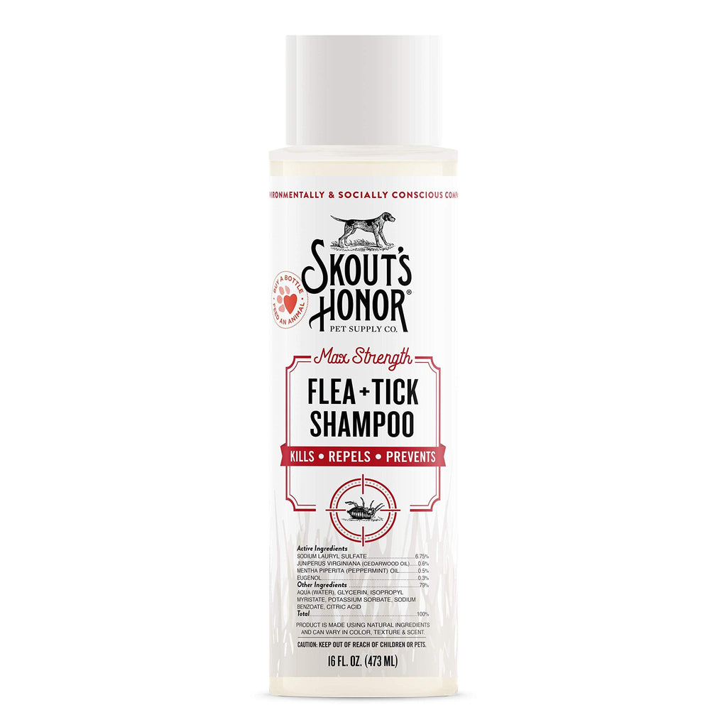 SKOUT'S HONOR: Flea + Tick Shampoo with Natural Cedarwood and Peppermint Essential Oils 16 oz. - PawsPlanet Australia