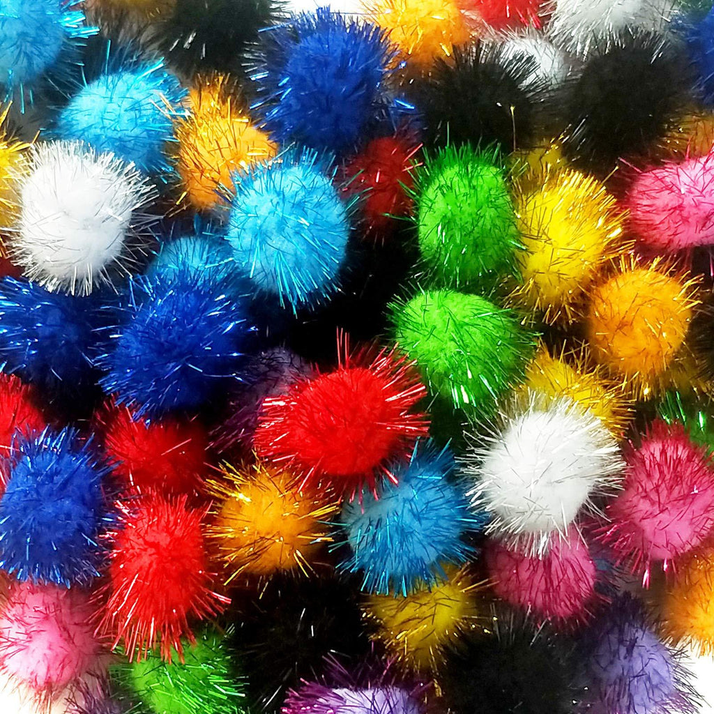 60Pcs Pompoms Glitter Sparkle Balls,Assorted Color Tinsel Sparkle Balls Cat Pet Toy Balls Plush Glitter Balls for DIY Crafts,Holiday Party Decorations,Pet Cat Kittens Toy Supplies - PawsPlanet Australia