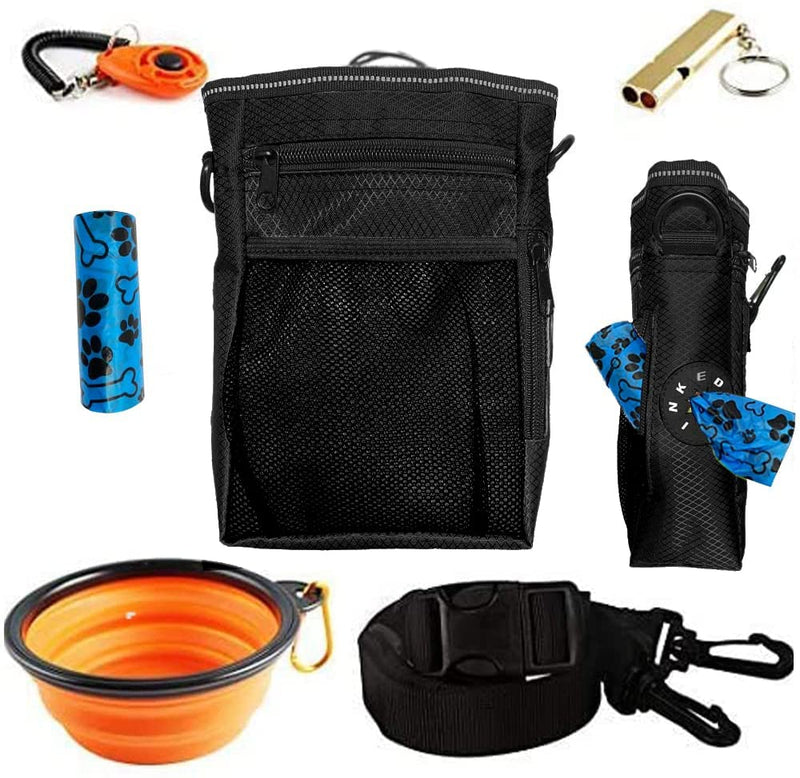 EDUPLINK Dog Treat Pouch Training Bag with Collapsible Bowl Black - PawsPlanet Australia