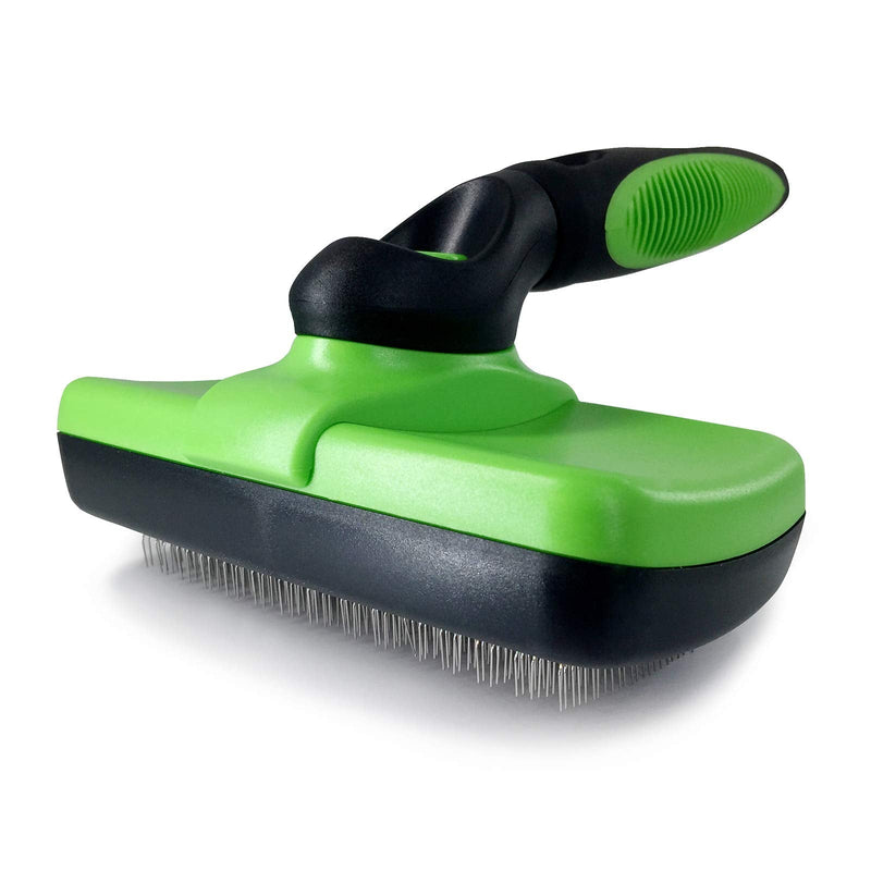 FIOVIEL Self Cleaning Slicker Brush for Dog and Cat, Pet Brush for Shedding and Deshedding Tool, Grooming Loose Undercoat, Gently Removes Long and Loose Undercoat, Mats and Tangled Hair (Green) Green - PawsPlanet Australia
