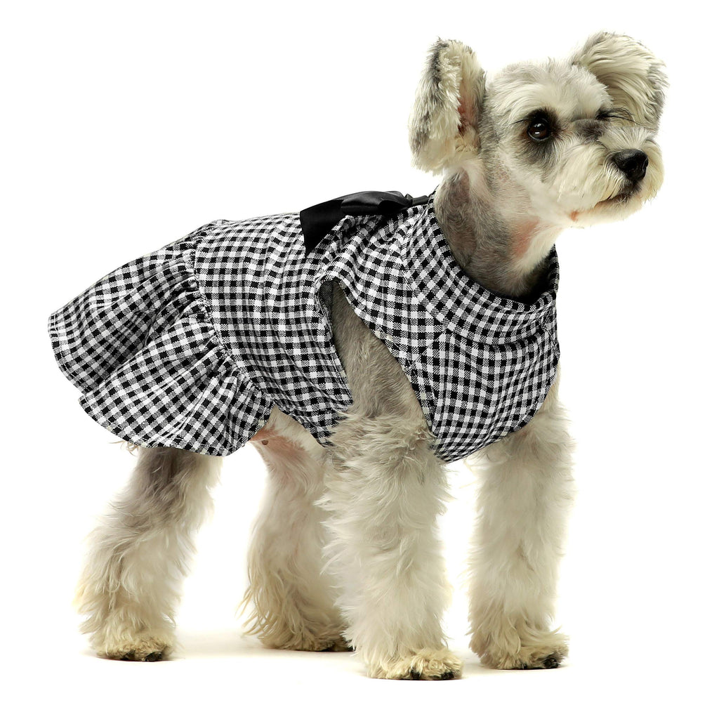 Fitwarm Pet Clothes for Dog Dresses Puppy Turtleneck Plaid Dress Doggie Outfits Birthday Party Costumes XX-Small Black - PawsPlanet Australia