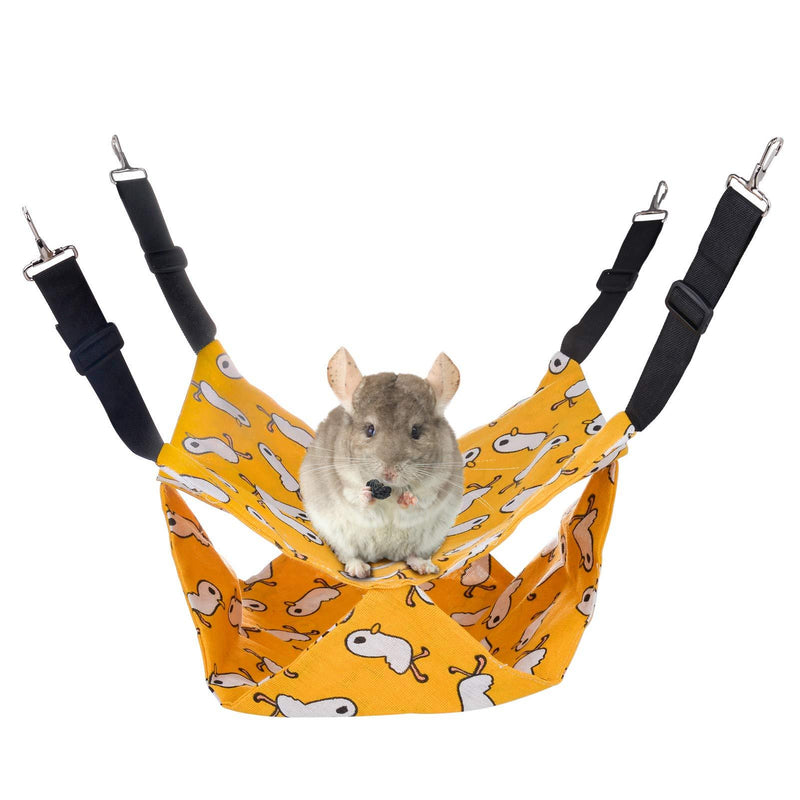 Pet Hanging Hammock Bunkbed Swinging Bed Napping Bed Pocket Double Layer for Small Animal Chinchilla Parrot Guinea Pig Sugar Glider Ferret Squirrel Hamster Rat Sleeping A-Yellow - PawsPlanet Australia