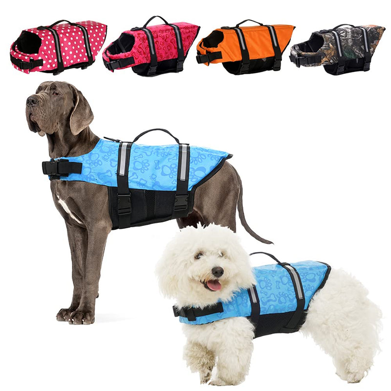 Dog Life Preserver, Dog Life Vest for Swimming Beach Boating Dog Life Jacket with High Buoyancy Dog Flotation Vest for Small/Medium/Large Dogs (Bluebone, XXS) XX-Small Bluebone - PawsPlanet Australia