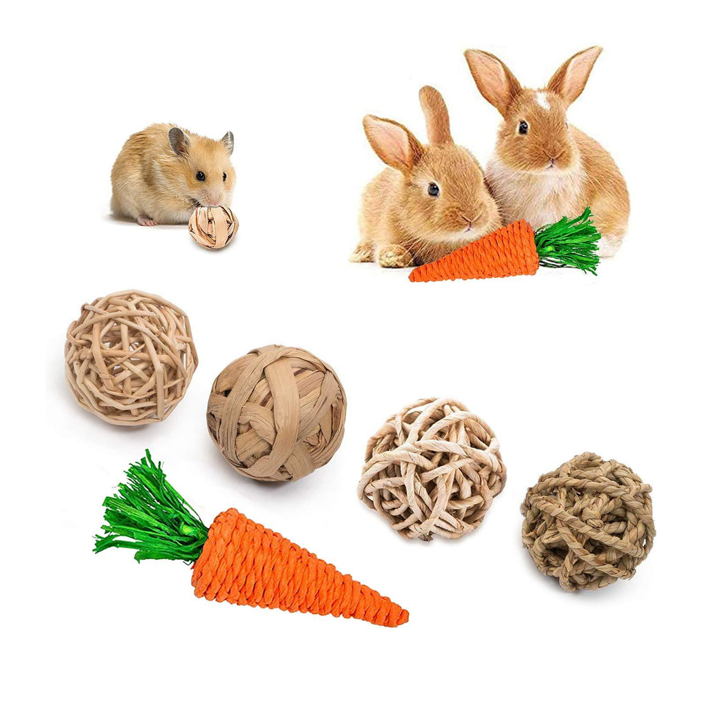 WoLover Small Animals Activity Play Willow Balls Rolling Chew Toys & Gnawing Treats, Pet Balls Carrot Toys for Rabbits, Hamsters, Chinchillas, Bunny, Guinea Pigs - Pet Cage Entertainment Accessories - PawsPlanet Australia