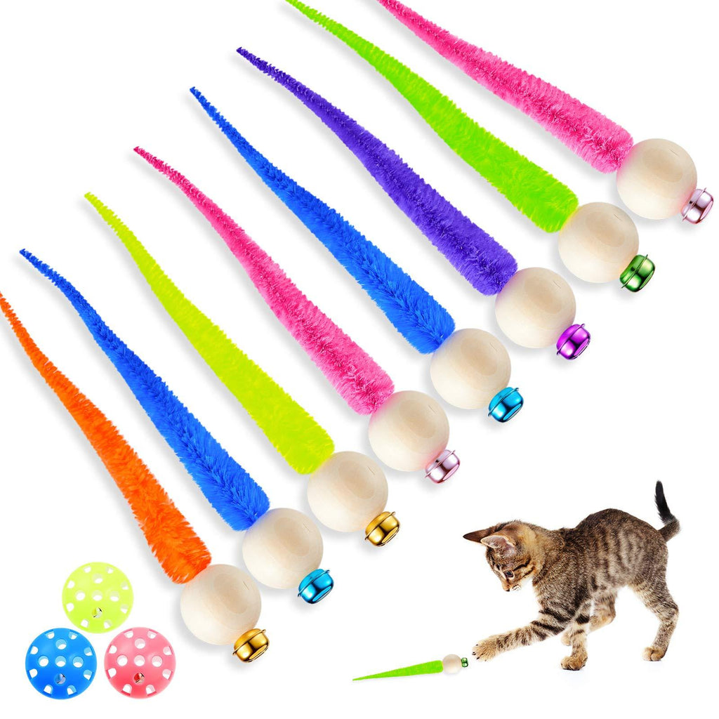 8 Pieces Colored Cat Worm Toys Interactive Cat Worms Ball with Bell and 3 Random Cat Bell Balls Hollow Plastic Cat Worms Toys for Exercising Kitten Cat Puppy Health Sport Interactive Toys - PawsPlanet Australia