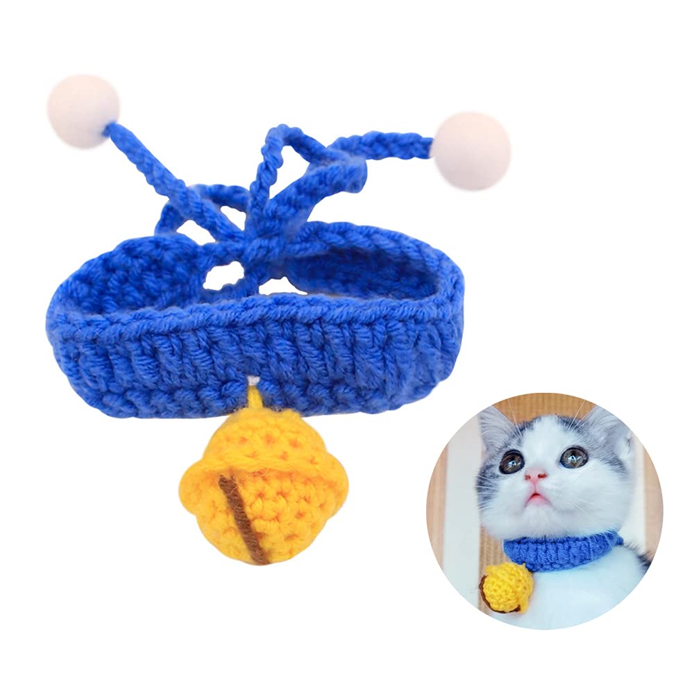 Bells for Cats and Dogs,Silent Bells of Pure Handmade Wool,Hand-Knitted Bells for Cute Small Dogs and Cats,Silent cat Collars,pet Accessories (Blue) - PawsPlanet Australia