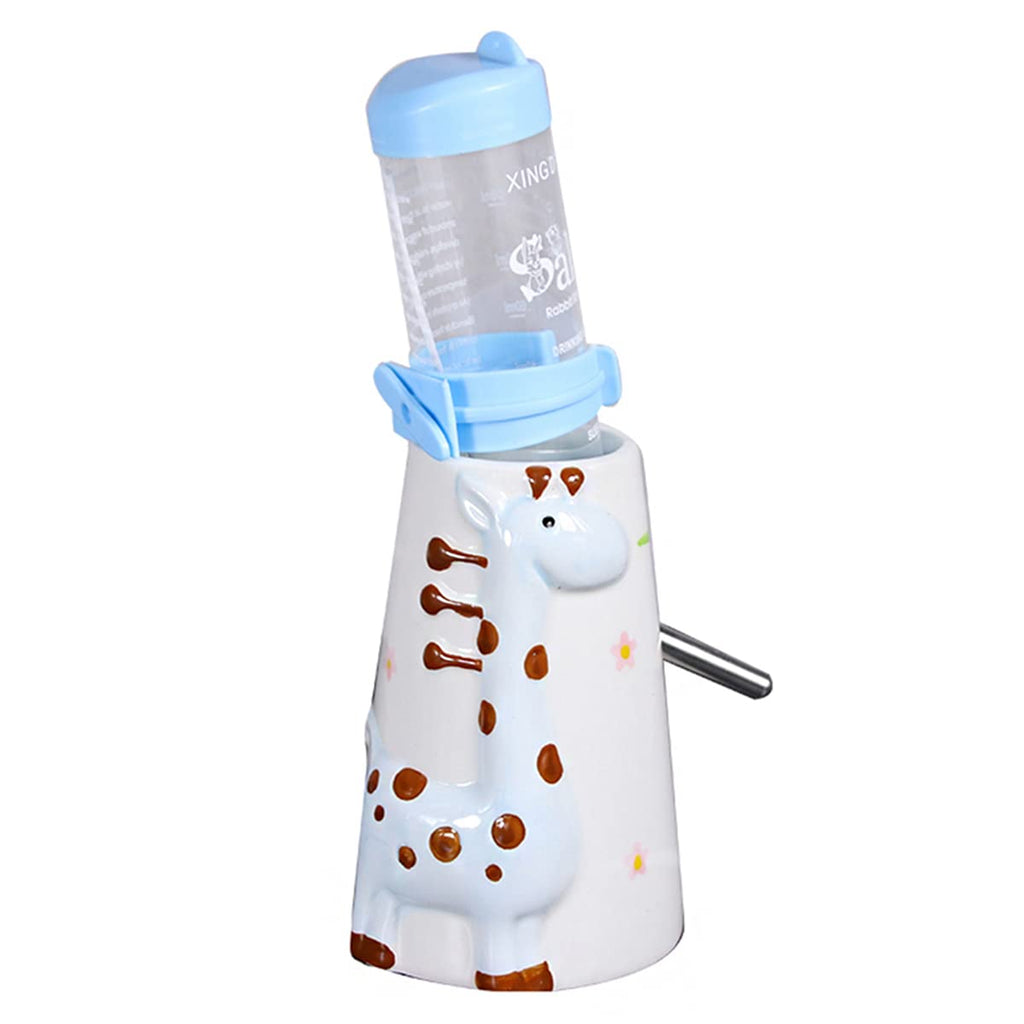 BIGCAKE Hamster Water Bottle, Ceramics Small Animals No Drip Standing Drinking Waterer with Holder for Syrian Hamster Dwarf Hamsters Mice Hedgehog Gerbil Rat Blue - PawsPlanet Australia