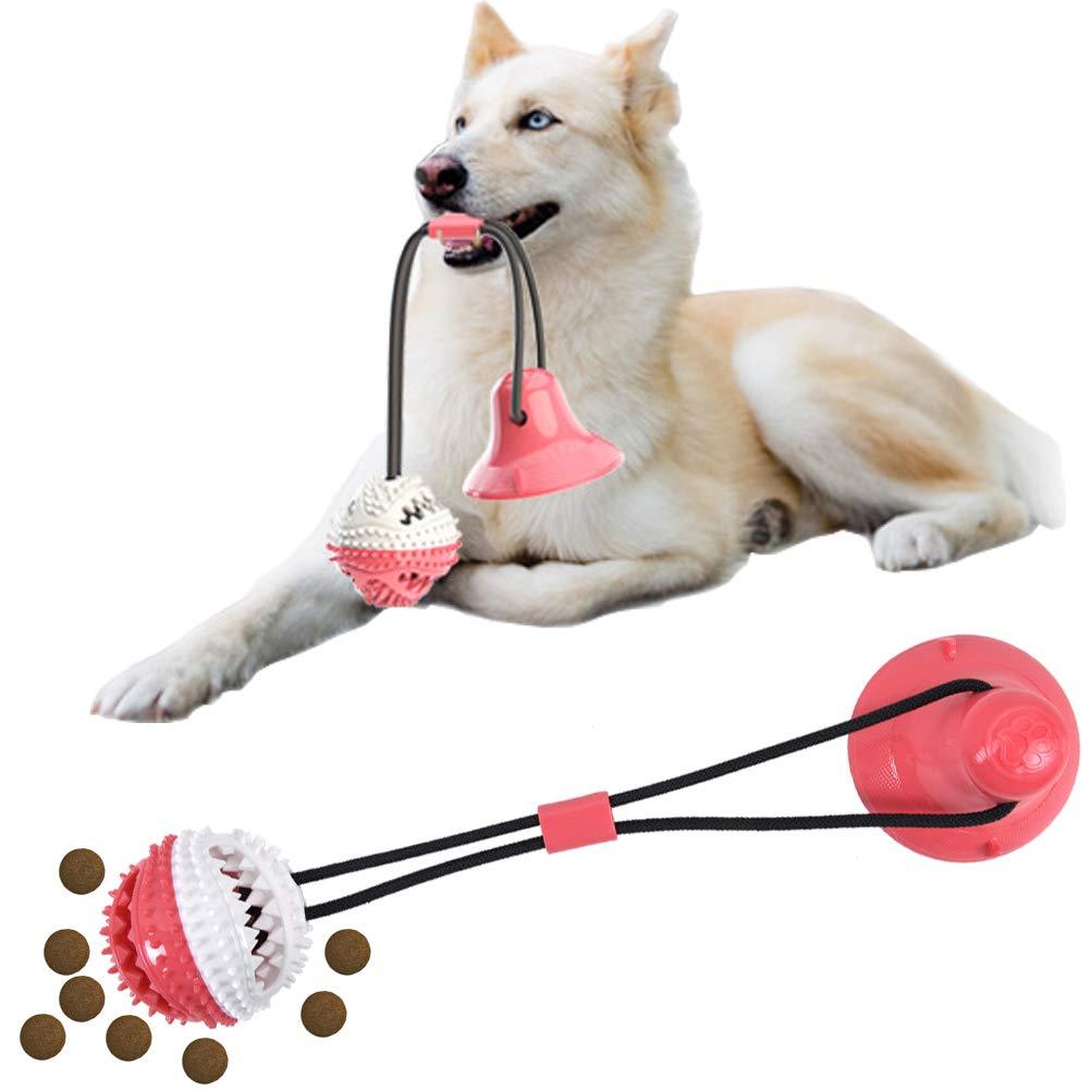 Sktree Dog Toy Suction Sucker pet Leakage Food Ball tug of war Interactive Relaxation in Large Dog Teeth Cleaning Resistant molars Squeak Ball (Red+White) Red+White - PawsPlanet Australia