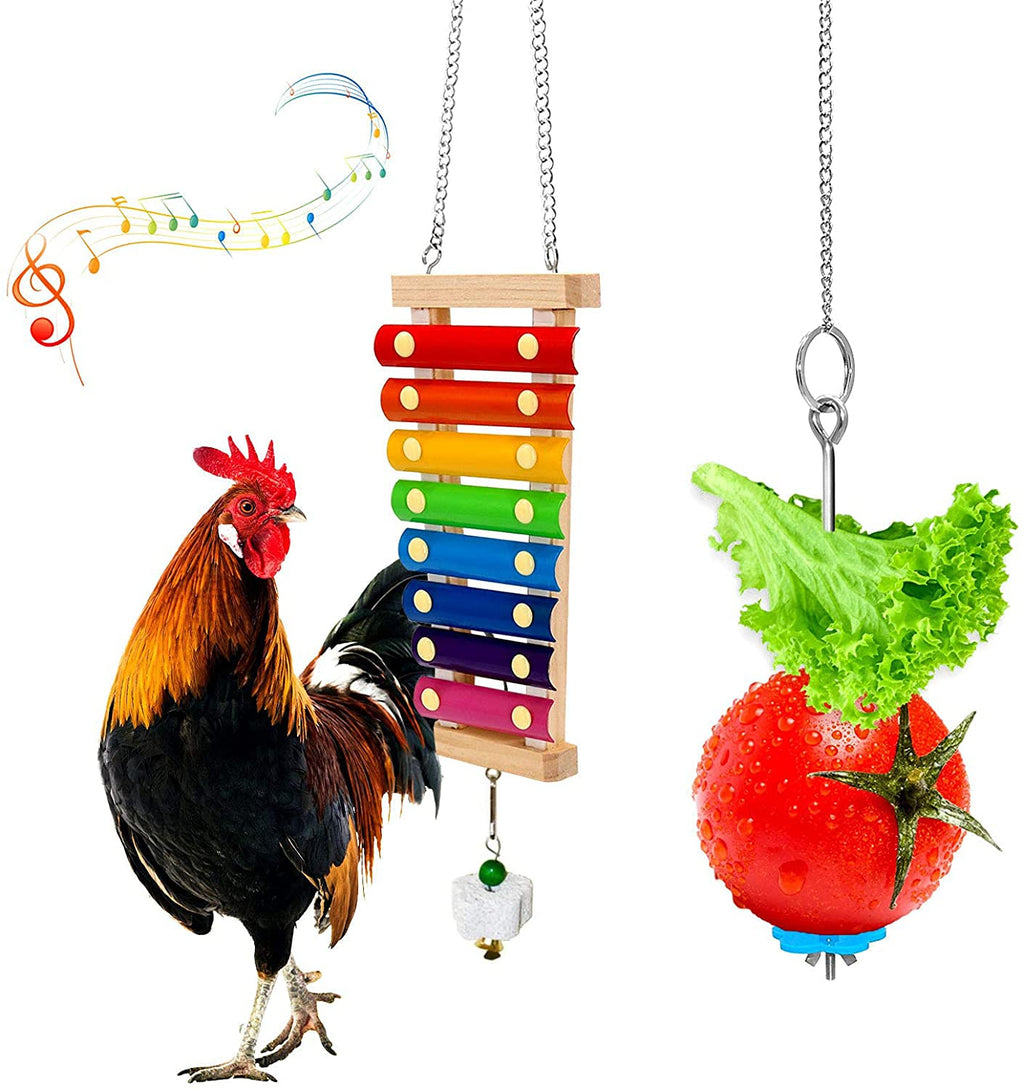 RSKY Chicken Xylophone Toy for Hens,Suspensible Chicken Toys with 8 Metal Keys of Grinding Stone for Chicken Coop Pecking Toys,Hanging Feeder Chicken Coop Toys for Hens - PawsPlanet Australia