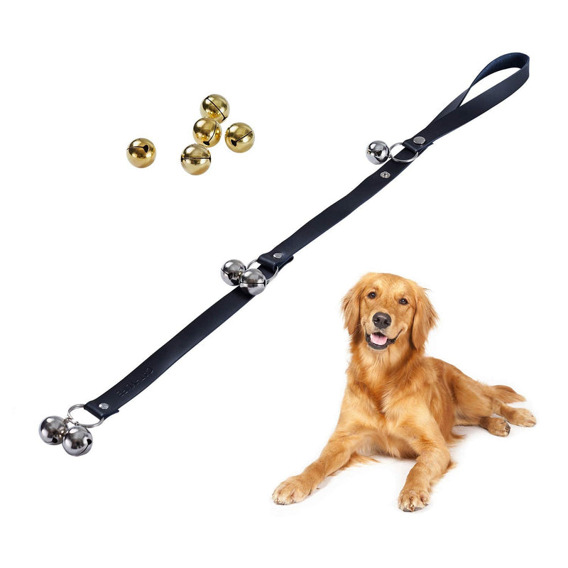 CATHYLIFE Dog Doorbells for Potty Training, Puppy Bells for Door Knob, Go Outside, Premium Quality Dog Bells, Adjustable Door Bell, Training Your Puppy The Easy Way Black Leather 10 bells - PawsPlanet Australia
