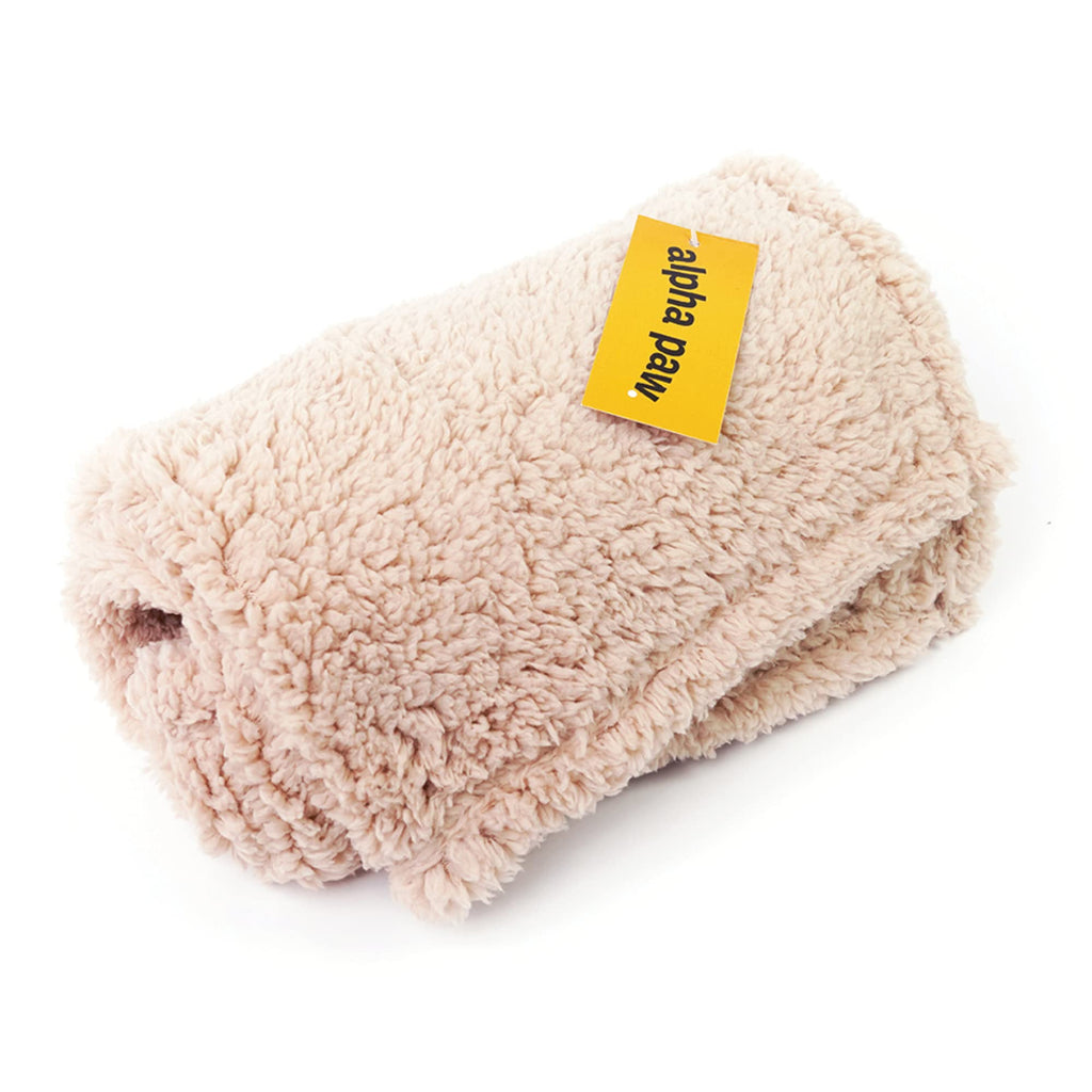 Alpha Paw Cozy Calming Blanket with Premium Quality Polyester Fluffy Sherpa Fabric to Help with Anxiety and Stress Relief, for Cats and Dogs Beige, Medium – 32”L x 40”W Medium - 32”L x 40”W - PawsPlanet Australia