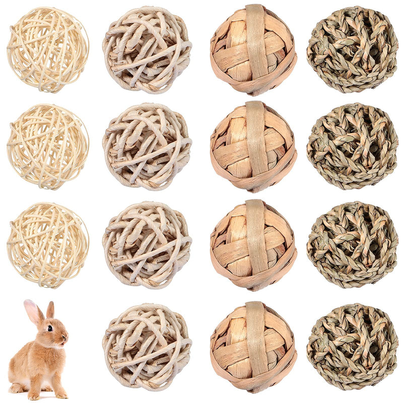 15 Pieces Small Animal Chew Ball Toy Rolling Activity Play Balls Bunny Treat Ball Grass Ball Pet Cage Accessories for Rabbits Guinea Pigs Chinchilla Teeth Grinding Gnawing Biting Classic Style - PawsPlanet Australia