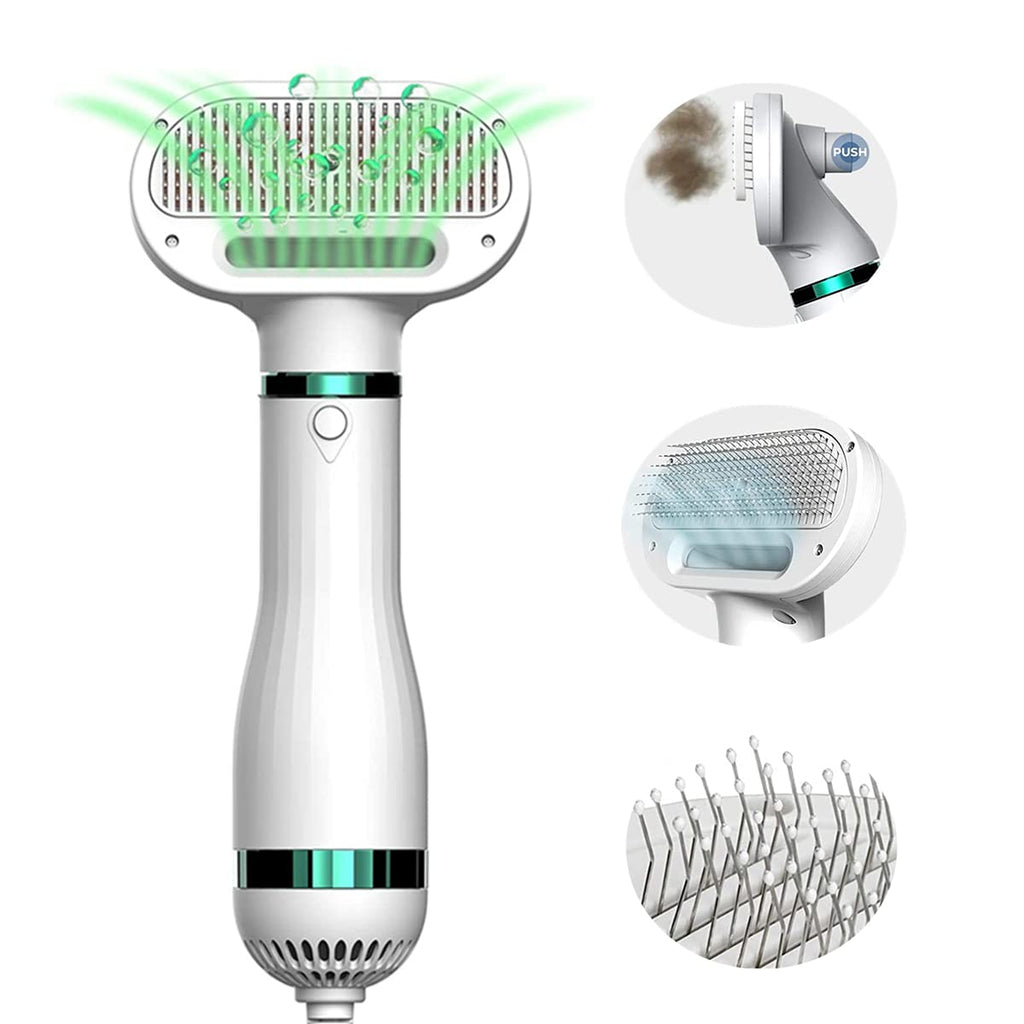 Pet Hair Dryer/Dog Blow Dryer, Portable & Quiet 2-in-1 Dog Hair Dryer with One-Button Hair Removal Slicker Brush, 3 Temperature Adjustable Dog Blower Grooming Dryer for Small Medium Dogs,Cat,Pet. - PawsPlanet Australia