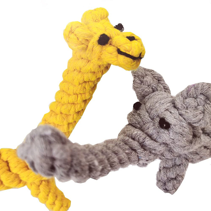Aduck Pet Puppy Dog Cotton Rope Chew Toys for Teeth Cleaning, Elephant and Giraffe Design - PawsPlanet Australia