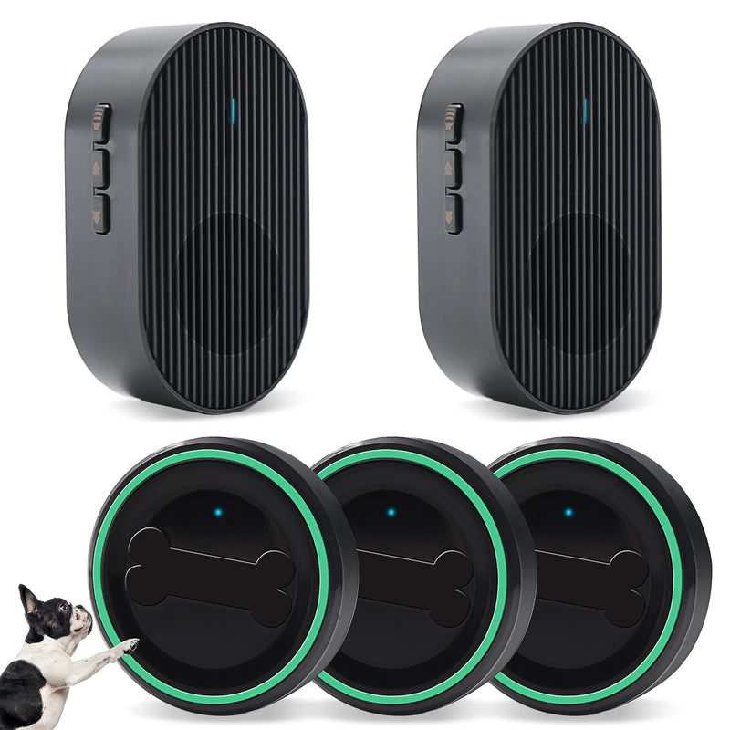 ChunHee Dog Door Bell Wireless Doggie Doorbells for Dog Puppy Training Sliding Door Go Outside Doorbell with 1000FT Waterproof Touch Buttons 5 Volume Levels 2 Magnetic Receiver 3 Transmitters - PawsPlanet Australia