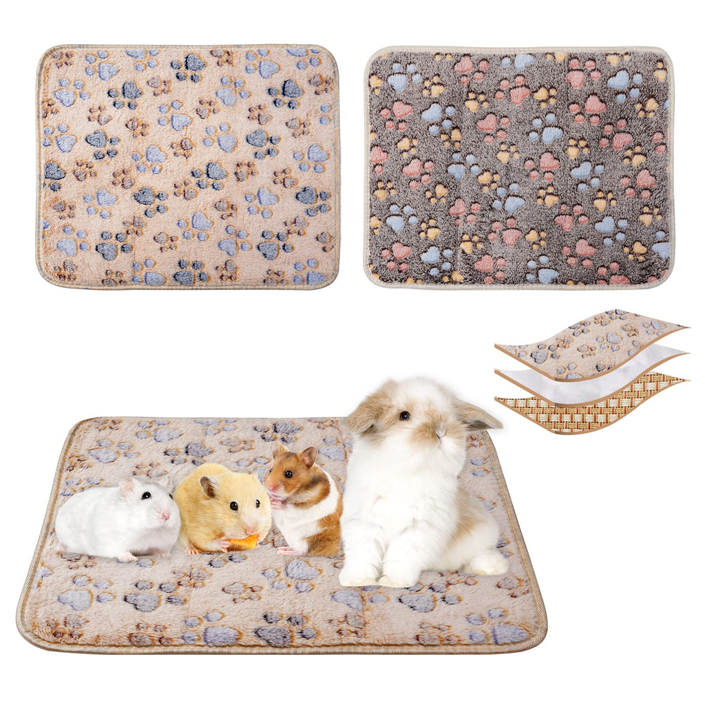 Guinea Pig Mat Bed 3 Layers, 2Pcs Guinea Pig Sleeping Pad Flannel Small Animal Mat Winter Summer for Baby Bunny,Hamster,Squirrel,Chinchilla,Hedgehog (13x16inch) - PawsPlanet Australia