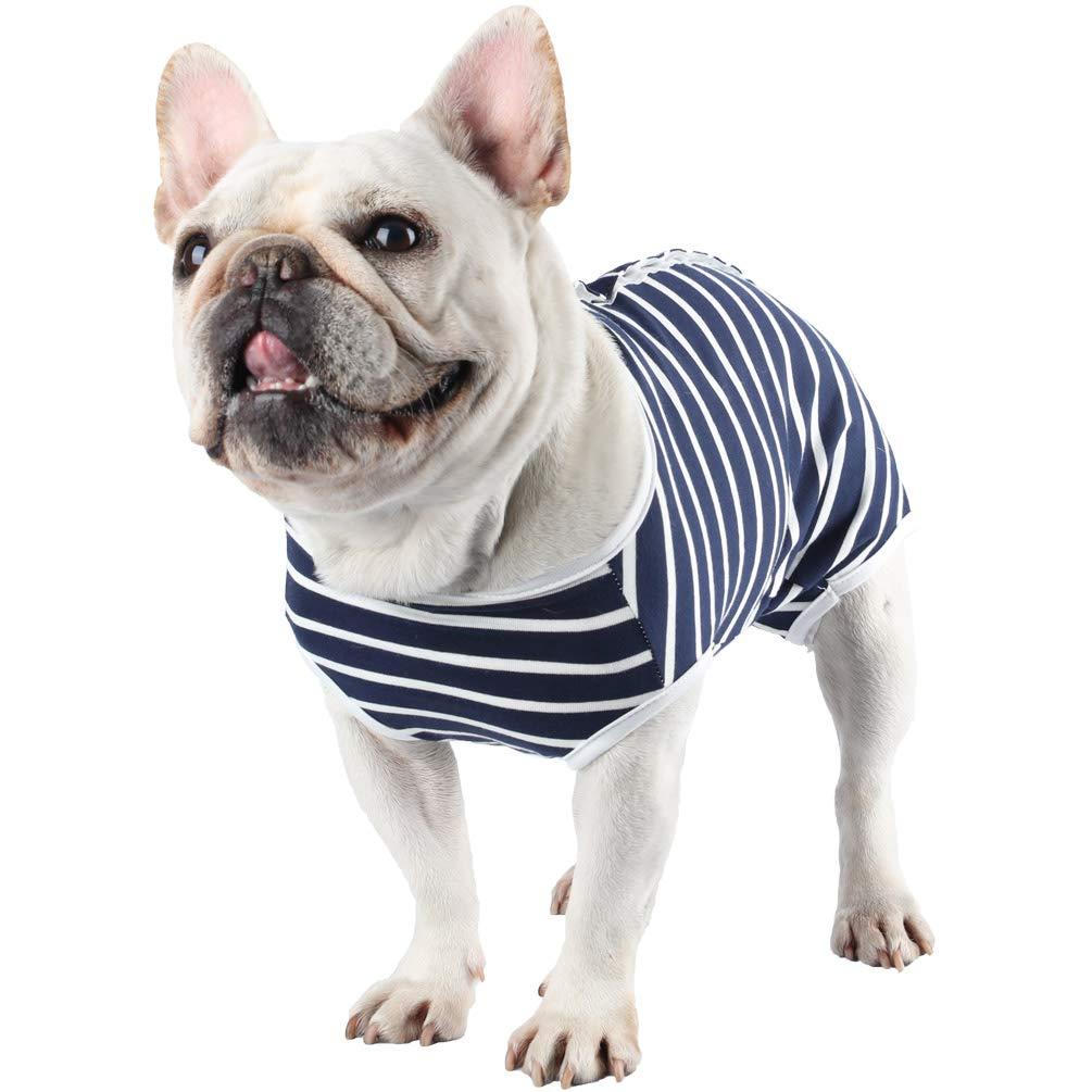 Due Felice Reusable Dog Diapers Sanitary Panties for Male and Female Dogs Doggy Washable Cat Onesie Bodysuits Pet Recovery Suit After Surgery X-Small Blue Stripe - PawsPlanet Australia