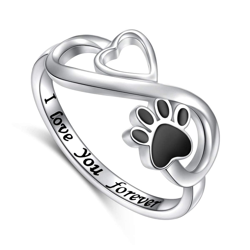 DAOCHONG Puppy Pet Lovers Paw Print Ring Love Heart 925 Sterling Silver Animal Ring Pet Animal Jewelry Love Dog Cat Claw Ring Pet Loving Friend and Families Gifts 5 - PawsPlanet Australia