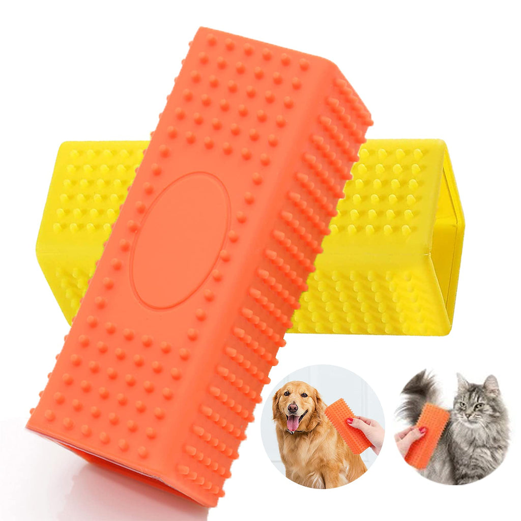 2Pack Pet Hair Remover for Car, Silicone Dog Hair Remover for Couch, Cat Hair Remover Furniture, Carpet Hair Remover, Pet Grooming Dog Hair Brush (Yellow and Orange) - PawsPlanet Australia