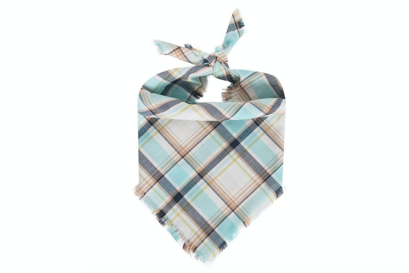 Willowear Plaid Dog Bandanas - Cotton Adjustable Tie On Scarf with Trendy Frayed Edges for Small Medium Large XLarge Dogs Puppies Pets River - PawsPlanet Australia