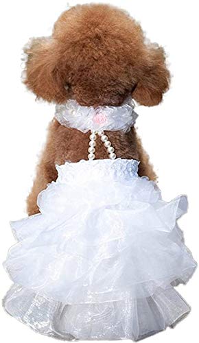 Hotumn Dog White Wedding Dress Bride Princess Fashion Skirts Party Outfit for Dogs for Small Medium Dog Cat(Medium) - PawsPlanet Australia