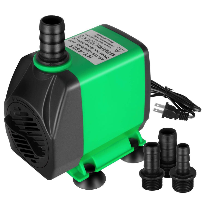 Simple Deluxe 24W 800GPH Submersible Pump (3000L/H) Ultra Quiet (10ft High Lift), 3 Nozzles with 5.3ft Power Cord for Fish Tank, Pond, Aquarium, Statuary, Hydroponics, Fountain - PawsPlanet Australia