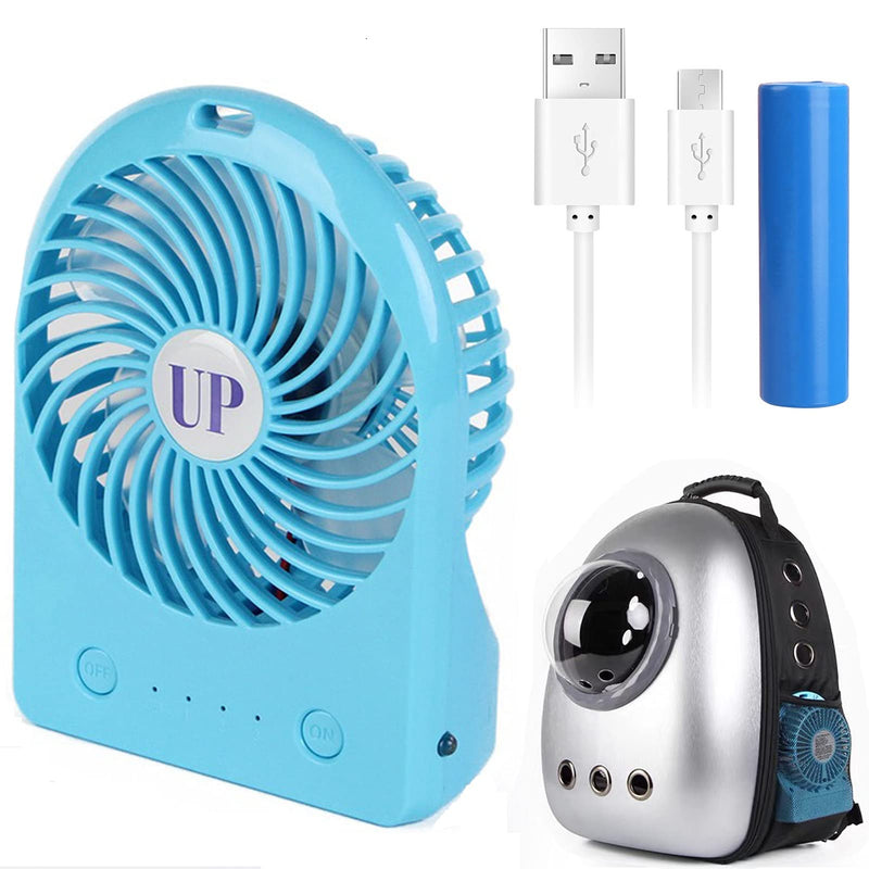 USB Mini Cooling Fan for Cat Backpack,Portable Rechargeable Battery Powered Handheld Personal Fan,Powerful Small Desk Fan 3 Speeds Adjustable Quite Table Fan with Light for Home Office Travel Camping - PawsPlanet Australia