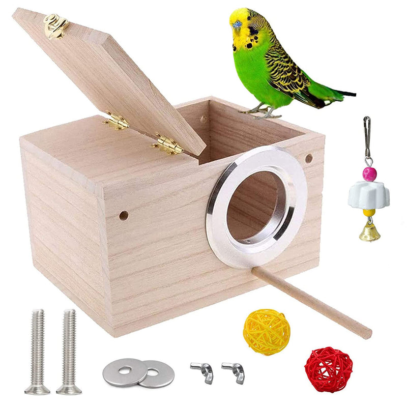 JSLZF Parakeet Nesting Box, Bird Nesting Box with Perch, Budgie Nesting Box for Birds, Parrot, Lovebirds, Parrotlet, Finch, Sparrow 7.8 x 4.7 x 4.7 in - PawsPlanet Australia