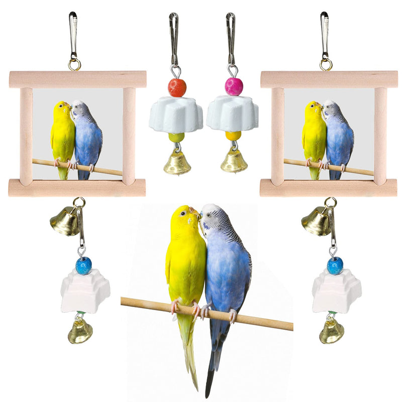 Bird Mirror Toy with Bell, Fun Play Parrot Mirror, 2 PCS Wooden Hanging Cockatiel Mirror for Parakeet Canaries Cockatoo Lovebirds - PawsPlanet Australia