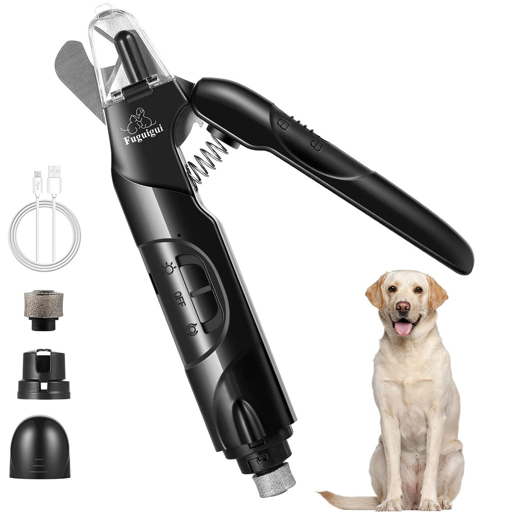 Fuguigui Dog Nail Clippers for Large Dogs, Dog Nail Grinder,2 in 1 Set,Nail Clippers for Dogs with Safety Guard, 2 LED Light, Low Noise Dog Nail Trimmers,Safe Trimming for Small Medium Large Dogs Cats Black - PawsPlanet Australia